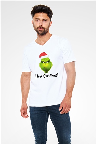 Yılbaşı Beyaz Unisex V Yaka Tişört