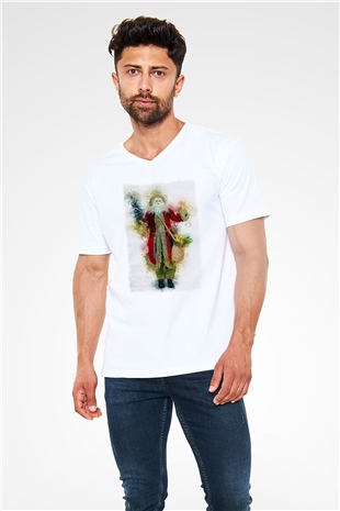 Yılbaşı Beyaz Unisex V Yaka Tişört