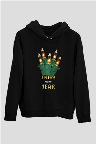 Yılbaşı Siyah Unisex Hoodie