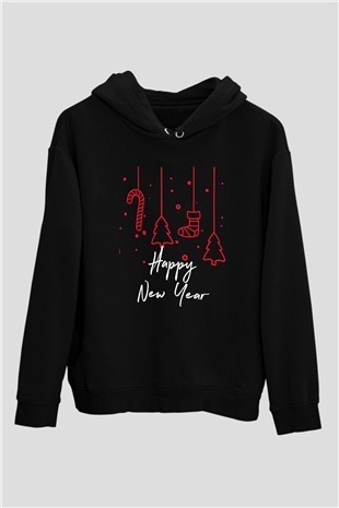 Yılbaşı Siyah Unisex Hoodie