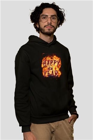 Yılbaşı Siyah Unisex Hoodie