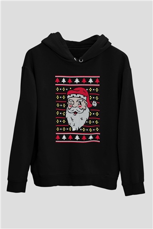 Yılbaşı Siyah Unisex Kapüşonlu Sweatshirt