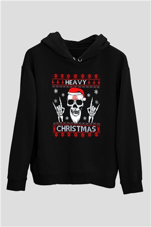 Yılbaşı Siyah Unisex Kapüşonlu Sweatshirt
