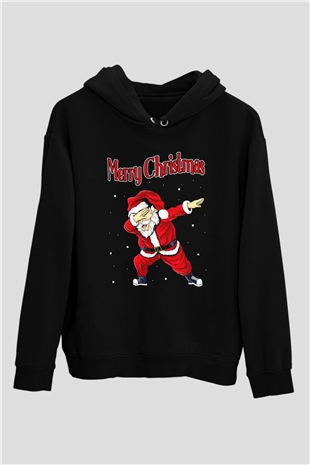 Yılbaşı Siyah Unisex Kapüşonlu Sweatshirt