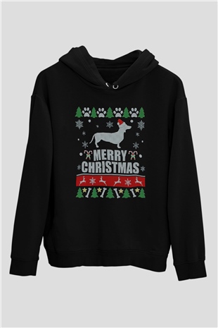 Yılbaşı Siyah Unisex Kapüşonlu Sweatshirt