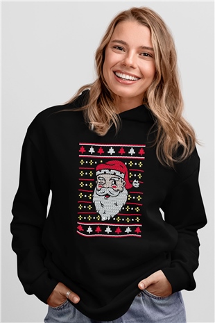 Yılbaşı Siyah Unisex Kapüşonlu Sweatshirt