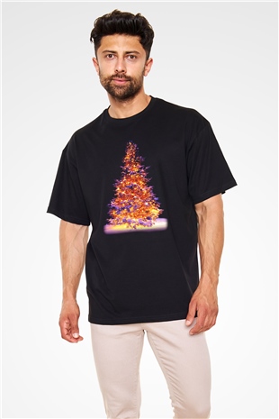 Yılbaşı Siyah Unisex Oversize Tişört T-Shirt