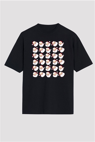 Yılbaşı Siyah Unisex Oversize Tişört T-Shirt
