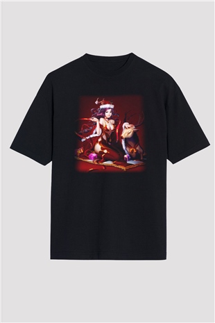 Yılbaşı Siyah Unisex Oversize Tişört T-Shirt