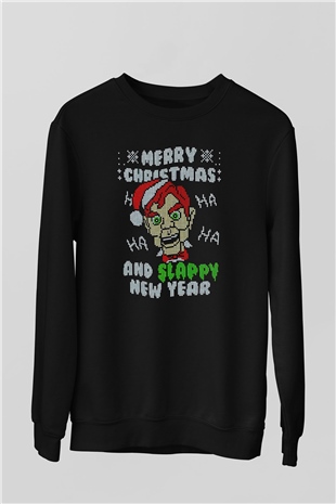 Yılbaşı Siyah Unisex Sweatshirt