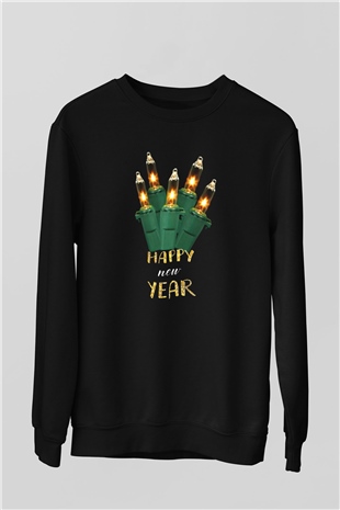 Yılbaşı Siyah Unisex Sweatshirt
