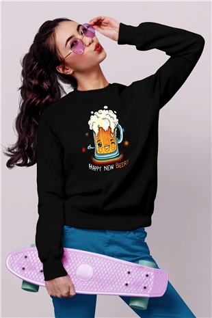 Yılbaşı Siyah Unisex Sweatshirt