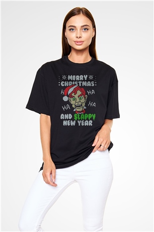 Yılbaşı Siyah Oversize Tişört Oversize T-shirt - TişörtFabrikası