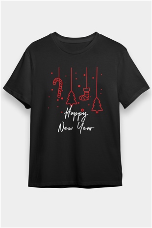 Yılbaşı Siyah Unisex Tişört T-Shirt - TişörtFabrikası