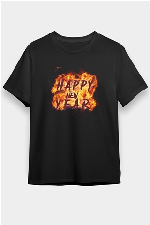 Yılbaşı Siyah Unisex Tişört T-Shirt - TişörtFabrikası