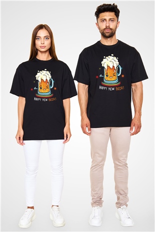 Yılbaşı Siyah Oversize Tişört Oversize T-shirt - TişörtFabrikası
