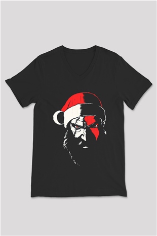 Yılbaşı Siyah Unisex V Yaka Tişört