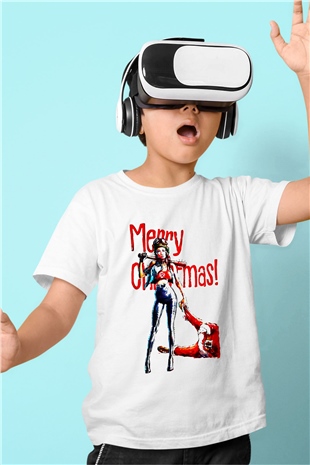 Yılbaşı Yeni Yıl Christmas Baskılı Beyaz Unisex Çocuk Tişört