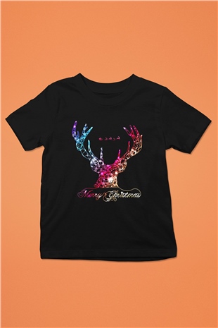 Yılbaşı Yeni Yıl Christmas Baskılı Siyah Unisex Çocuk Tişört