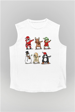 Yılbaşı Yeni Yıl Christmas Beyaz Unisex Kolsuz Tişört