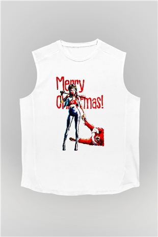 Yılbaşı Yeni Yıl Christmas Beyaz Unisex Kolsuz Tişört