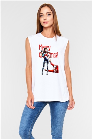 Yılbaşı Yeni Yıl Christmas Beyaz Unisex Kolsuz Tişört