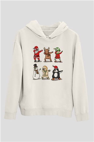 Yılbaşı Yeni Yıl Christmas Beyaz Unisex Kapşonlu Sweatshirt