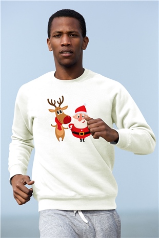 Yılbaşı Yeni Yıl Christmas Beyaz Unisex Sweatshirt
