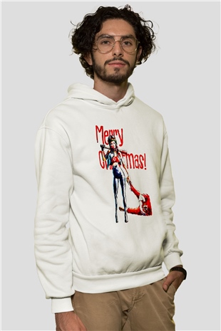 Yılbaşı Yeni Yıl Christmas Beyaz Unisex Kapşonlu Sweatshirt
