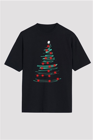 Yılbaşı Yeni Yıl Christmas Siyah Unisex Oversize Tişört T-Shirt