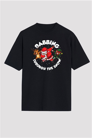 Yılbaşı Yeni Yıl Christmas Siyah Unisex Oversize Tişört T-Shirt