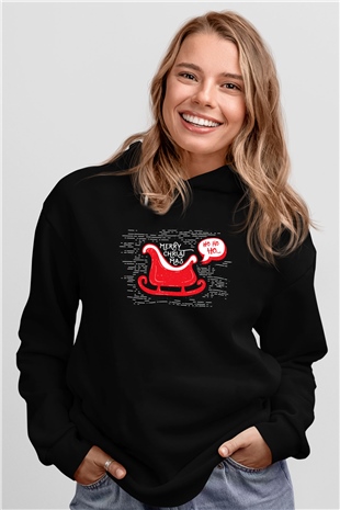Yılbaşı Yeni Yıl Siyah Unisex Hoodie
