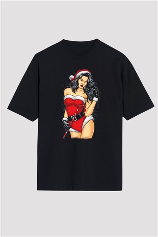 Yılbaşı Yeni Yıl Siyah Unisex Oversize Tişört T-Shirt
