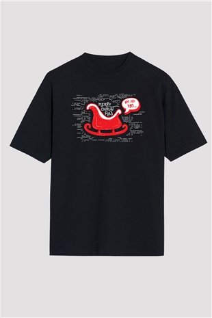 Yılbaşı Yeni Yıl Siyah Unisex Oversize Tişört T-Shirt
