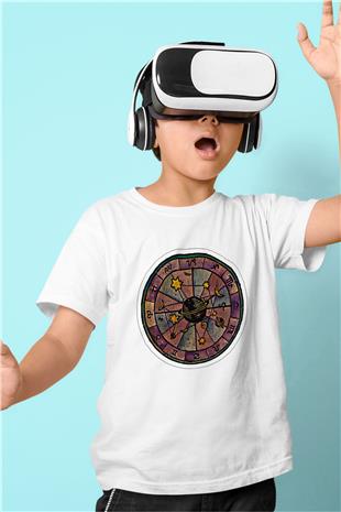 Yıldız Haritaları Baskılı Beyaz Unisex Beyaz Çocuk Tişört - Tshirt