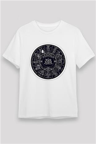 Yıldız Haritaları Unisex Baskılı Beyaz Tişört - Tshirt