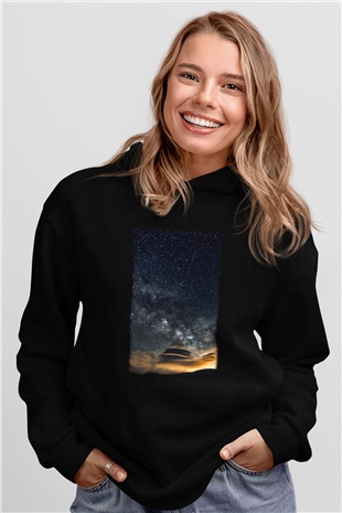 Yıldız Siyah Unisex Hoodie