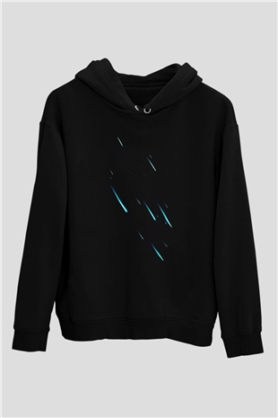 Yıldız Siyah Unisex Kapüşonlu Sweatshirt
