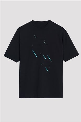 Yıldız Siyah Unisex Oversize Tişört T-Shirt