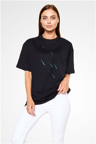 Yıldız Siyah Unisex Oversize Tişört T-Shirt