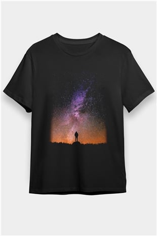 Yıldız Siyah Unisex Tişört T-Shirt - TişörtFabrikası