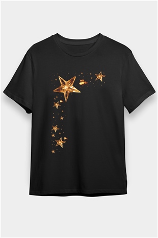 Yıldız Siyah Unisex Tişört T-Shirt - TişörtFabrikası