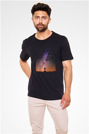 Yıldız Siyah Unisex Tişört T-Shirt - TişörtFabrikası