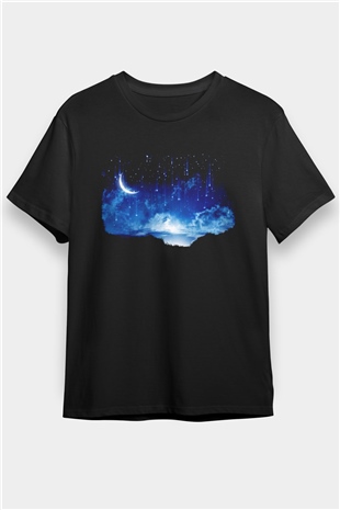 Yıldız Siyah Unisex Tişört T-Shirt - TişörtFabrikası
