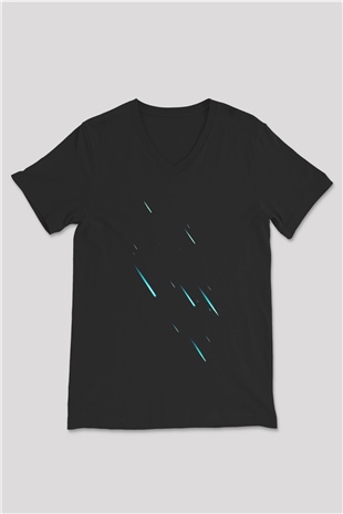 Yıldız Siyah Unisex V Yaka Tişört T-Shirt