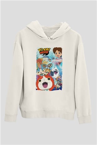 Yo-kai Watch Beyaz Unisex Hoodie