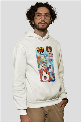 Yo-kai Watch Beyaz Unisex Hoodie