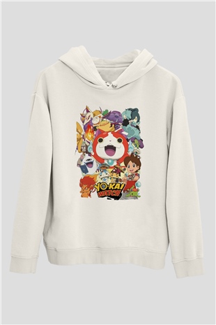 Yo-kai Watch Beyaz Unisex Hoodie