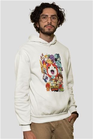 Yo-kai Watch Beyaz Unisex Hoodie