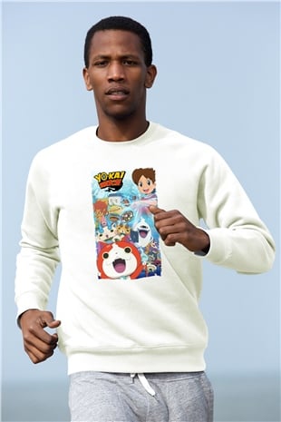 Yo-kai Watch Beyaz Unisex Sweatshirt